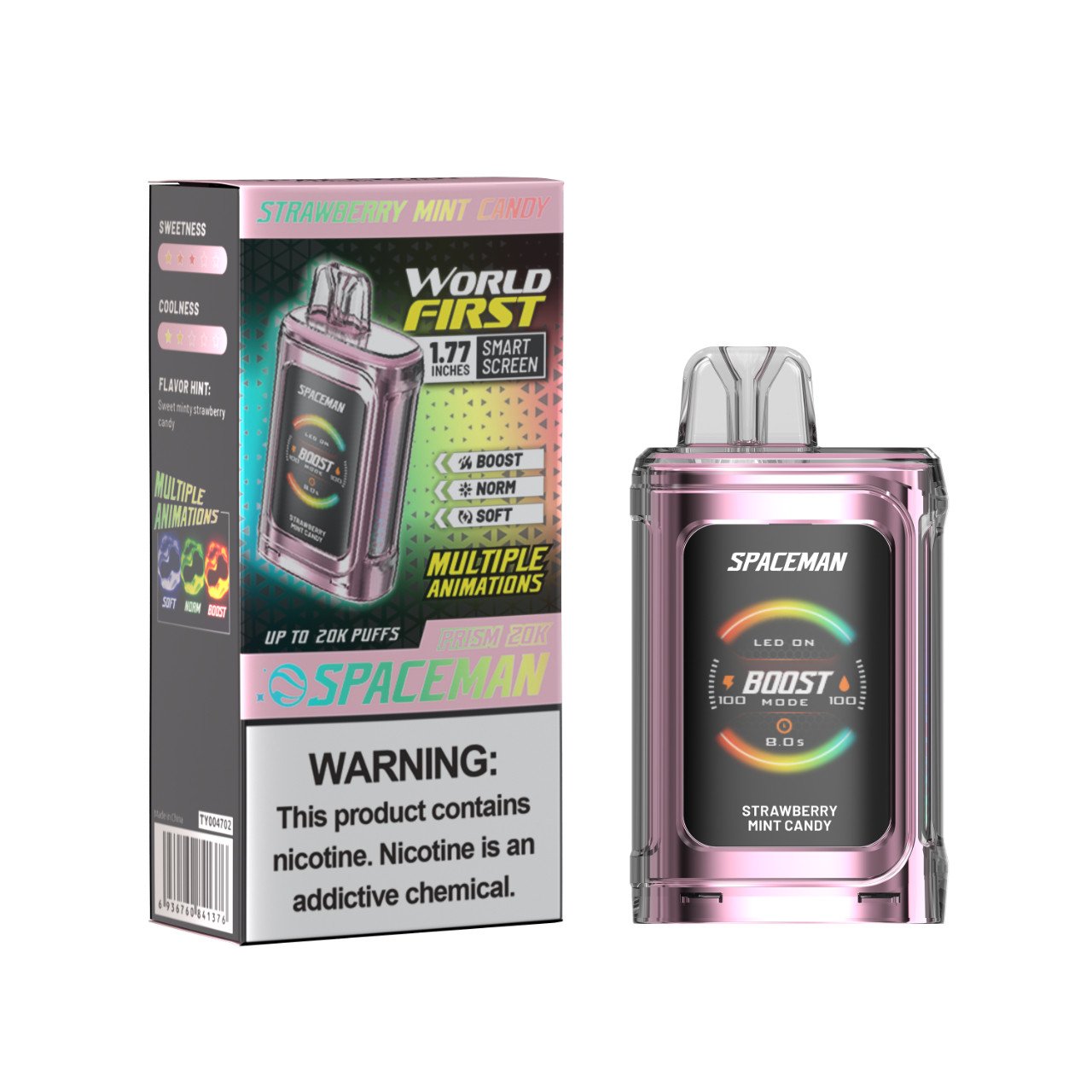 SMOK SpaceMan Prism 20.000 puff - Strawberry Mint Candy NICOTINA 5%